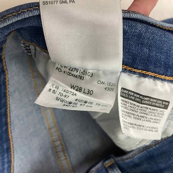 Levi's Mile High Blue Distressed Raw Hem‎ Super Skinny Size 28 - Picture 7 of 7